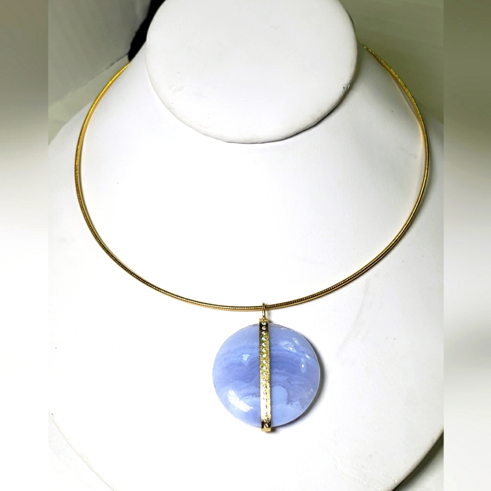 Marcia Moran blue lace agate choker necklace